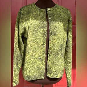 VNTG TALLY HO sMP Olive cardigan Lambswool/angora bld Pristine condition